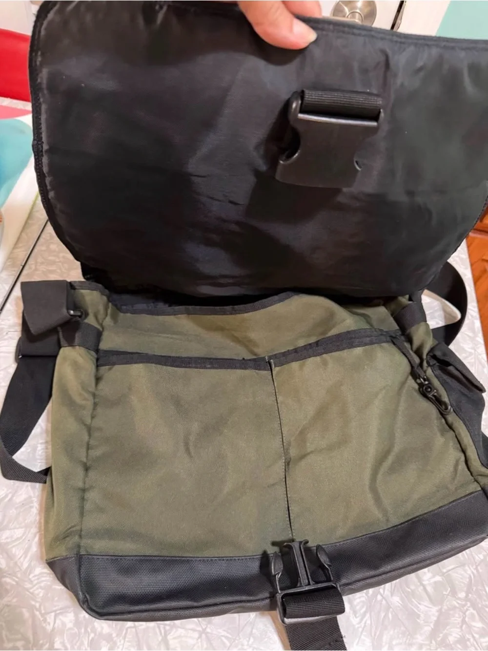 Olive Green and Black Messenger Bag Old Navy